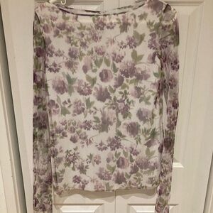 Philosophy di Lorenzo Serafini Lavender and Green Floral Sheer Top